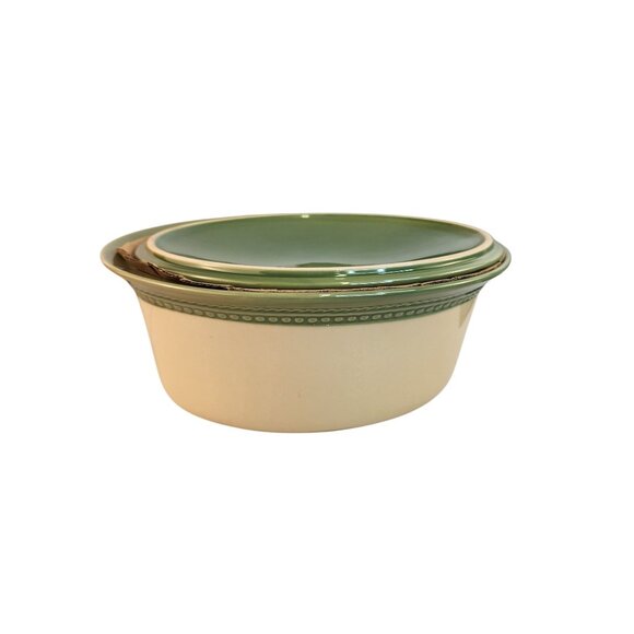 Paula Deen Collection 3.5 Quart Covered Casserole Dish Green Ivory Stoneware Mic - Picture 6 of 10
